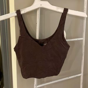 Aerie Offline Sports Tank Bra in a Washed Out Brown Color Size M NWT